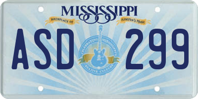 MS license plate ASD299