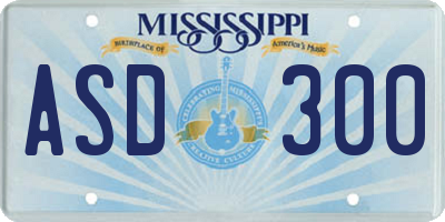MS license plate ASD300