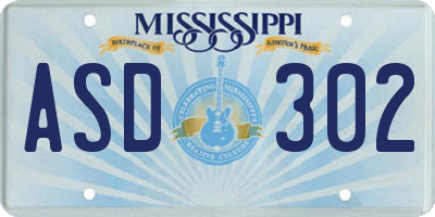 MS license plate ASD302