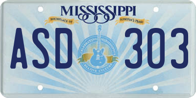 MS license plate ASD303