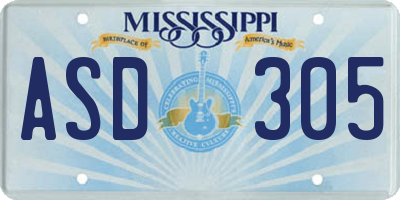 MS license plate ASD305
