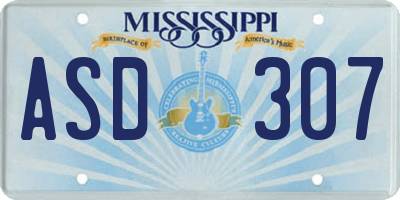 MS license plate ASD307