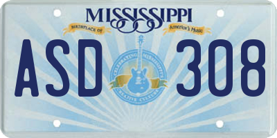 MS license plate ASD308
