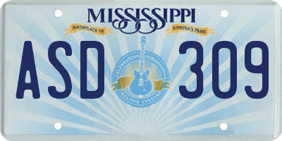 MS license plate ASD309