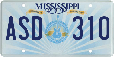 MS license plate ASD310
