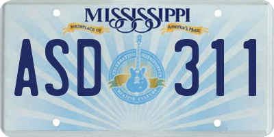 MS license plate ASD311