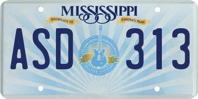MS license plate ASD313