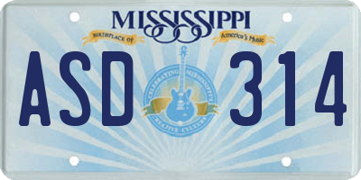 MS license plate ASD314