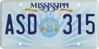 MS license plate ASD315