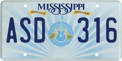MS license plate ASD316