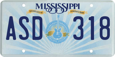 MS license plate ASD318