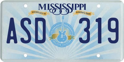 MS license plate ASD319
