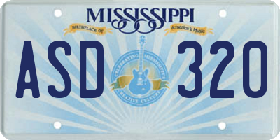 MS license plate ASD320