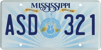 MS license plate ASD321