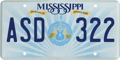 MS license plate ASD322