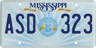MS license plate ASD323