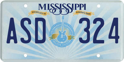 MS license plate ASD324