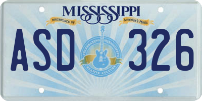 MS license plate ASD326