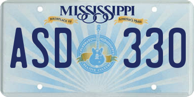 MS license plate ASD330