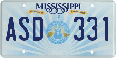 MS license plate ASD331