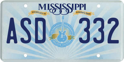 MS license plate ASD332