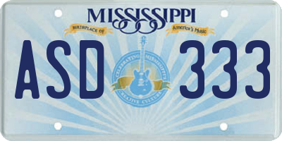 MS license plate ASD333