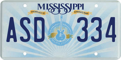 MS license plate ASD334