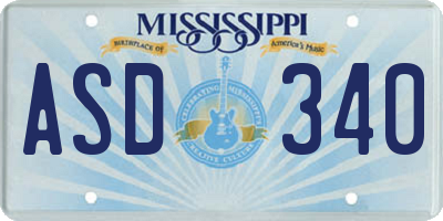 MS license plate ASD340