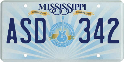 MS license plate ASD342