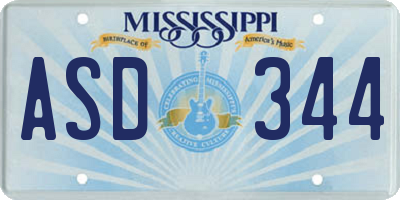 MS license plate ASD344