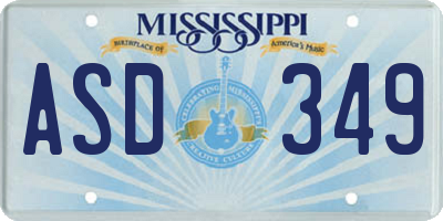 MS license plate ASD349