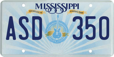MS license plate ASD350