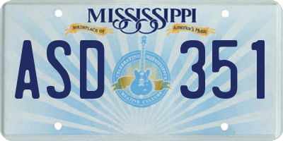 MS license plate ASD351