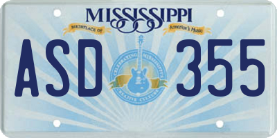 MS license plate ASD355