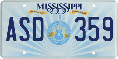 MS license plate ASD359