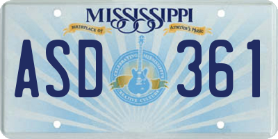 MS license plate ASD361