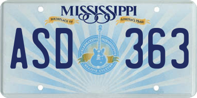MS license plate ASD363