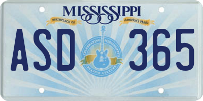 MS license plate ASD365