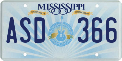MS license plate ASD366