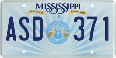 MS license plate ASD371