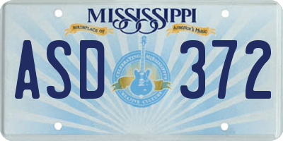 MS license plate ASD372