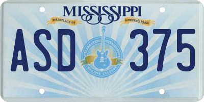 MS license plate ASD375