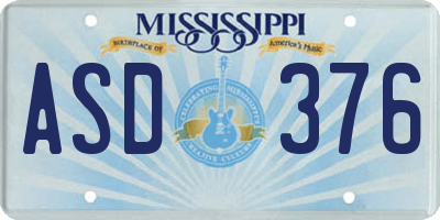 MS license plate ASD376