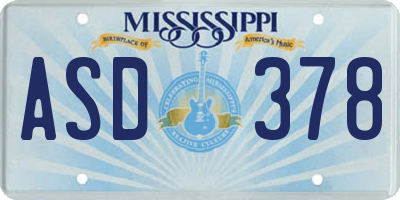 MS license plate ASD378