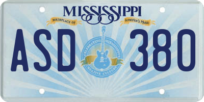 MS license plate ASD380
