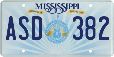 MS license plate ASD382