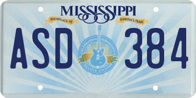 MS license plate ASD384