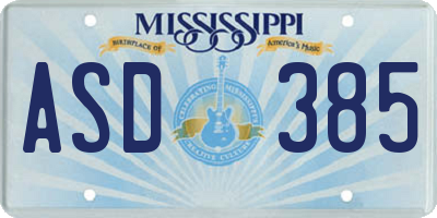 MS license plate ASD385
