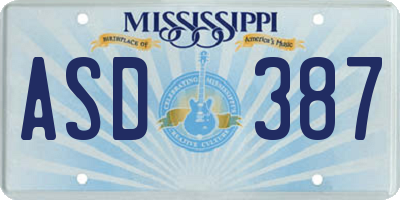 MS license plate ASD387