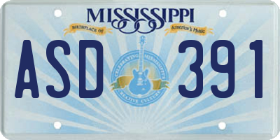 MS license plate ASD391
